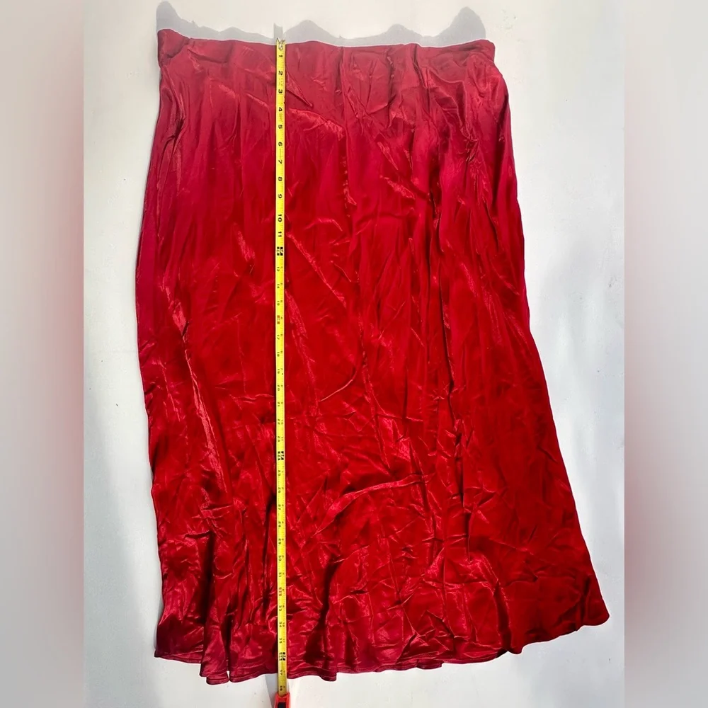 NWT H&M Elegant Red Satin Midi Skirt, XXL